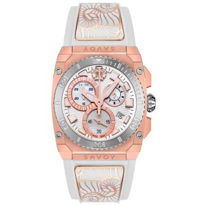 White Rose Gold Icon Light Chronograph Wrist Watch For Women